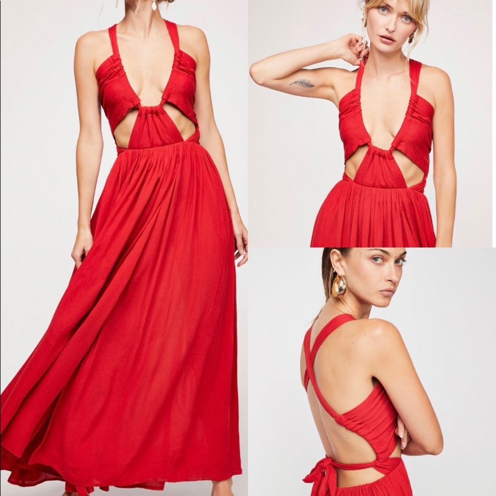 Free People Issa Maxi Dress Red Size M